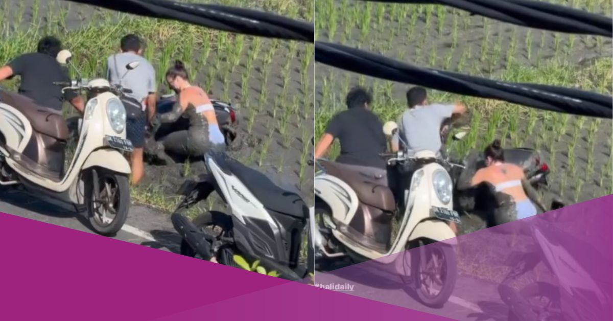 Video Goes Viral: Foreign Tourist Falls into Bali Rice Field