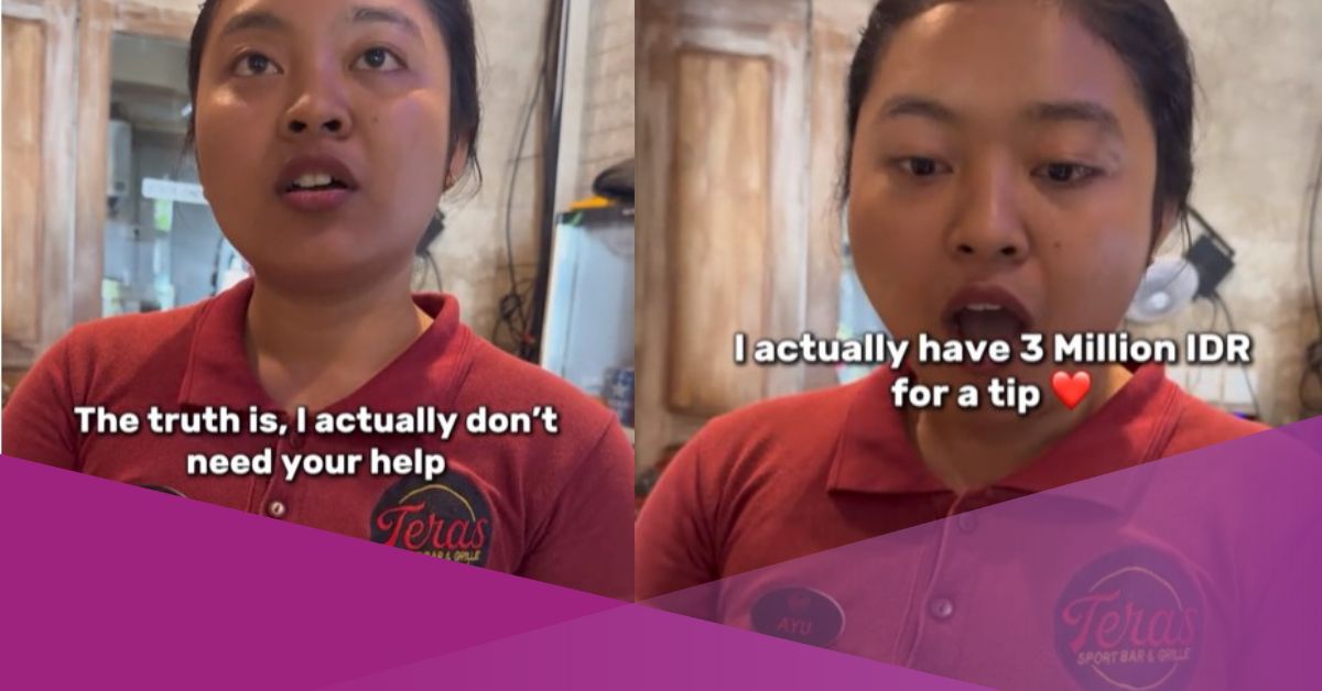Foreigner give tip Bali Waitress