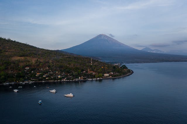 Mount Agung from Amed Beach