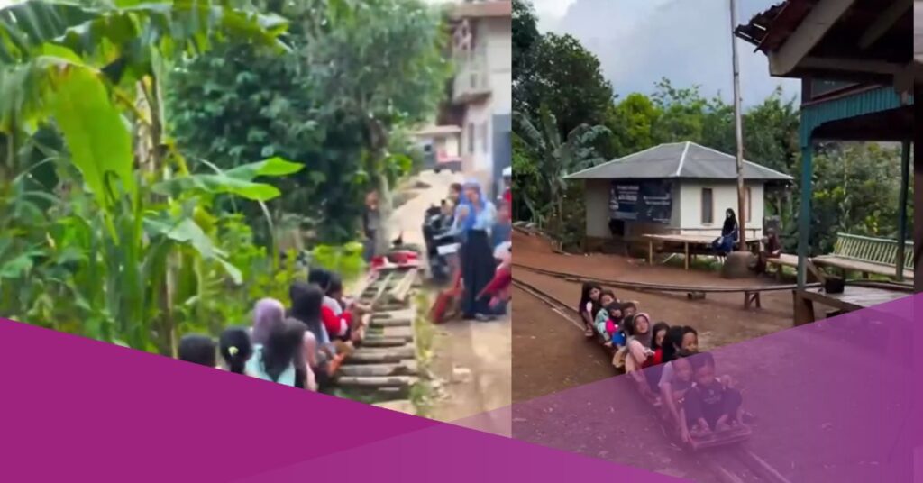 Traditional Bamboo Roller Coaster in Indonesian Village Goes Viral