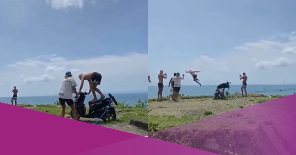 Foreign Tourist Jumps Off Cliff in Bali Involving a Motorcycle, Drawing Attention to Tourist Behaviour