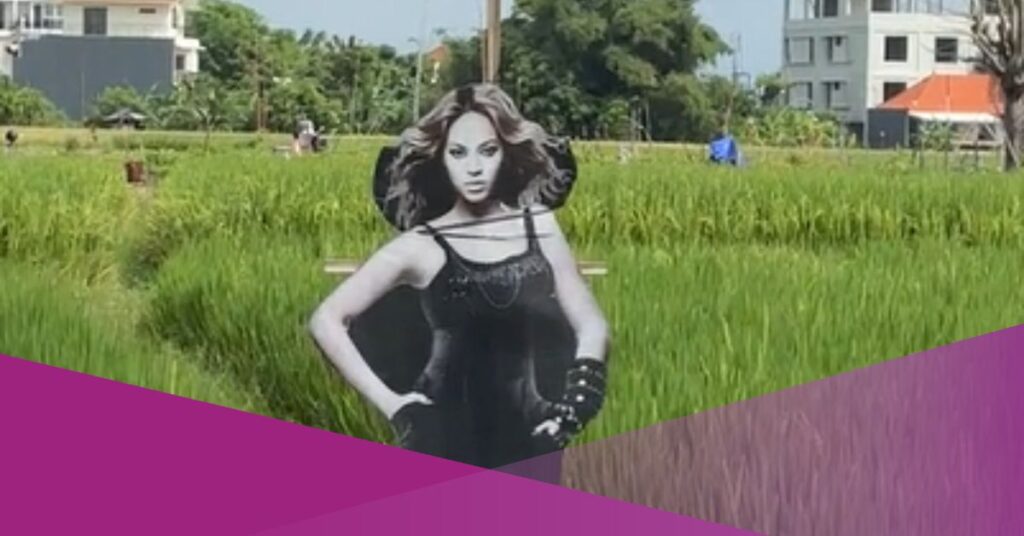 viral bali farmer beyonce scarecrow